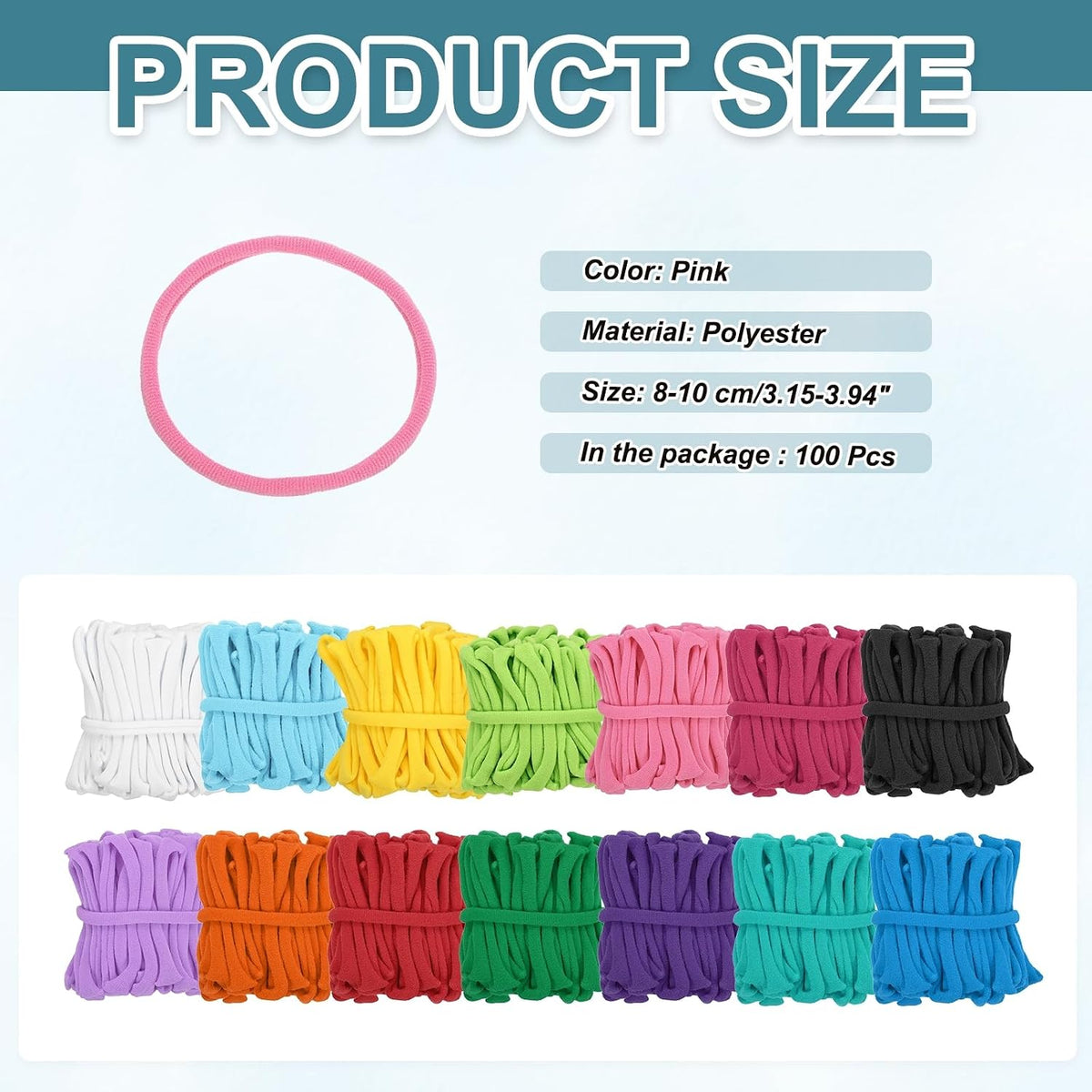 100 Pcs Potholder Loom Refill Loops, Elastic Potholder Weaving Refill Loops Knitting Kit Supplies in Rainbow Colors for Girls Beginners DIY Crafts 7" Weaving Loom, Pink