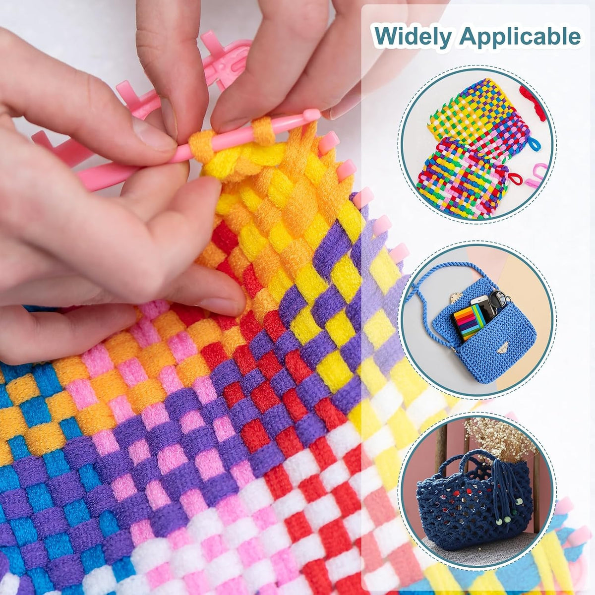 100 Pcs Potholder Loom Refill Loops, Elastic Potholder Weaving Refill Loops Knitting Kit Supplies in Rainbow Colors for Girls Beginners DIY Crafts 7" Weaving Loom, Pink