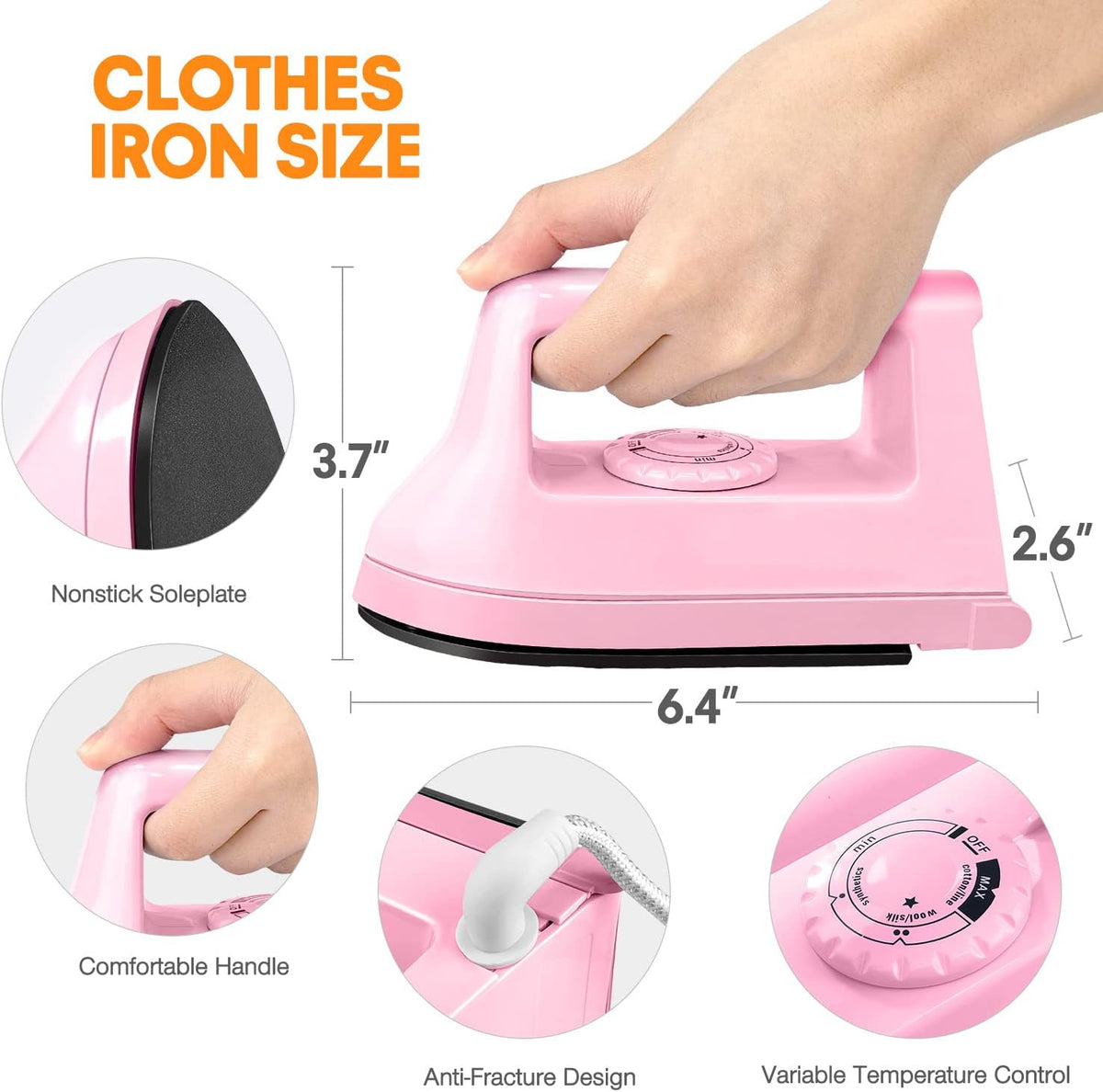 Mini Iron for Crafts Quilting, Travel Iron Household Iron Easy Iron Supplies Mini Electric Iron, Mini Heat Press Machine Sewing Sachine (Pink)
