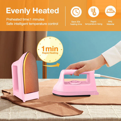 Mini Iron for Crafts Quilting, Travel Iron Household Iron Easy Iron Supplies Mini Electric Iron, Mini Heat Press Machine Sewing Sachine (Pink)
