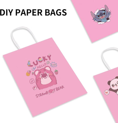 50 Pack 8x4.75x10 Inch Medium Light Pink Kraft Paper Bags with Handles Bulk, Gift Bags for Birthday Party Favors Retail Grocery Shopping Business Goody Craft Merchandise Take Out Sacks