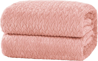 Whale Flotilla Breathable Fleece Throw Blanket for Couch Sofa(50x70 Inch), Super Soft Fuzzy Blankets for All Season, Lightweight and Fluffy, Pink(Leaf)
