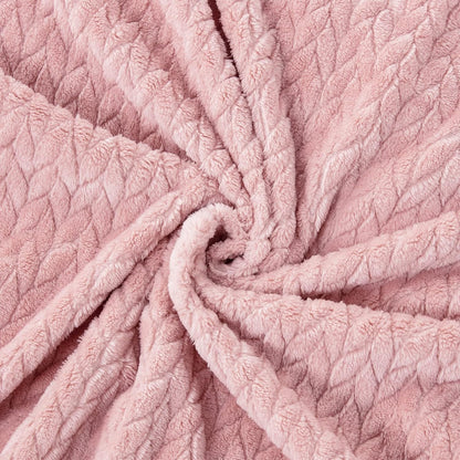 Whale Flotilla Breathable Fleece Throw Blanket for Couch Sofa(50x70 Inch), Super Soft Fuzzy Blankets for All Season, Lightweight and Fluffy, Pink(Leaf)