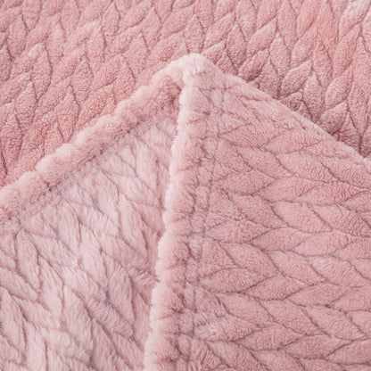 Whale Flotilla Breathable Fleece Throw Blanket for Couch Sofa(50x70 Inch), Super Soft Fuzzy Blankets for All Season, Lightweight and Fluffy, Pink(Leaf)