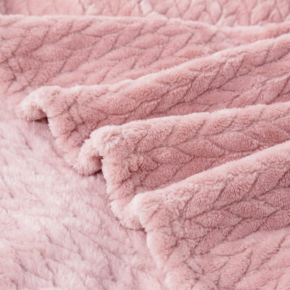 Whale Flotilla Breathable Fleece Throw Blanket for Couch Sofa(50x70 Inch), Super Soft Fuzzy Blankets for All Season, Lightweight and Fluffy, Pink(Leaf)