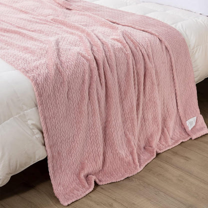 Whale Flotilla Breathable Fleece Throw Blanket for Couch Sofa(50x70 Inch), Super Soft Fuzzy Blankets for All Season, Lightweight and Fluffy, Pink(Leaf)