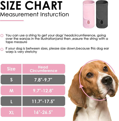 Dog Calming Hoodie, Anti-Slip Headband for Dog Hematoma, Adjustable Dog Ear Muffs Cover for Noise Anxiety, Dog No Shake Ear Wrap for Grooming, Fireworks, Thunderstorms, Drying, Pink L