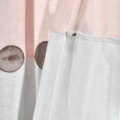 Linen Button Shower Curtain, 72" W x 72" L, Blush & Off White - Pink Bathroom Curtain - Fabric Shower Curtains - Farmhouse Bathroom Decor