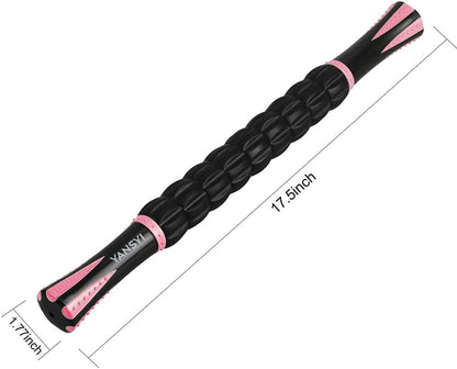 Professional 9-Roller Deep Tissue Massage Stick - Portable Muscle Recovery Roller for Athletes, Relieves Post-Workout Soreness & Leg/Back Pain - Portable Physio Tool (Pink)