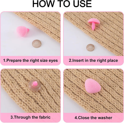 32pcs Safety Noses for Amigurumi, 11/15/17/18mm, Pink