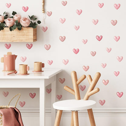 Valentines Window Stickers Love Heart Valentine's Day Pastel Pink Heart Wall Decals Window Stickers Beautification Decals Decor for Home School Office Decoration Supplies 1 Sheet