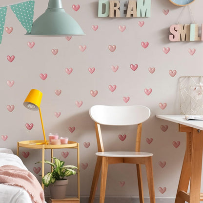 Valentines Window Stickers Love Heart Valentine's Day Pastel Pink Heart Wall Decals Window Stickers Beautification Decals Decor for Home School Office Decoration Supplies 1 Sheet