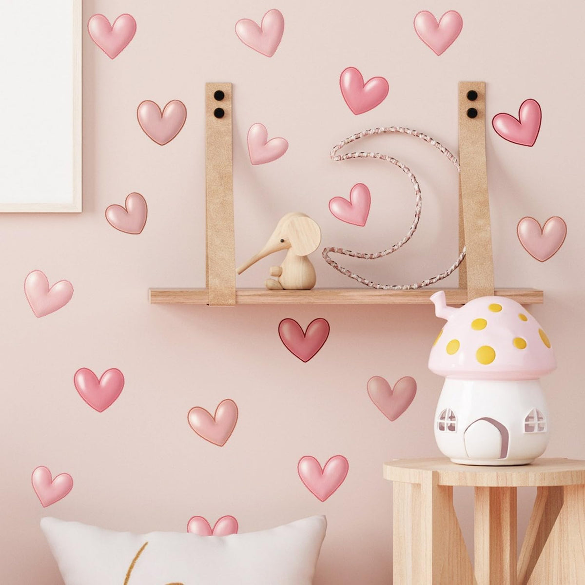 Valentines Window Stickers Love Heart Valentine's Day Pastel Pink Heart Wall Decals Window Stickers Beautification Decals Decor for Home School Office Decoration Supplies 1 Sheet