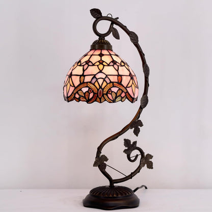 Tiffany Table Lamp Pink Stained Glass Baroque Reading Desk Light