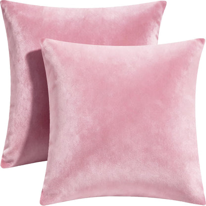2 Pack 18x18 Pillow Cover Velvet Pillow Covers, Throw Pillow Covers for Living Room Decorations Throw Pillow Case, Throw Pillow Cover Cushion Cover for Sofa Bedroom Car, Bright Pink