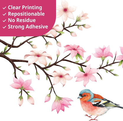 Cherry Blossom Wall Decals Stickers Floral Branch Birds (SG2-2305)