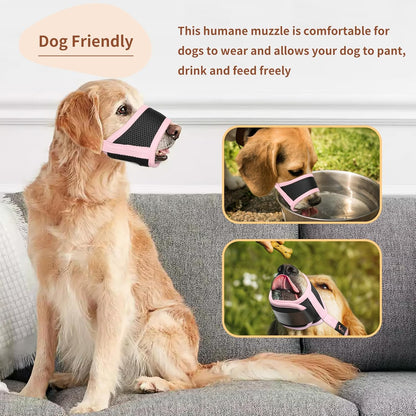 Dog Muzzle,Soft Nylon Muzzle Anti Biting Barking Chewing,Air Mesh Breathable Drinkable Adjustable Loop Pets Muzzle for Small Medium Large Dogs 4 Colors 4 Sizes (Pink, XL)