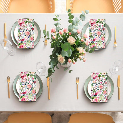 Floral Paper Napkins, 80PCS Watercolor Flower Guest Paper Napkins Disposable, Pink Roses Dinner Hand Napkin for Wedding, Theme Party,Birthday,Bridal Showers,Baby Showers,Kitchen & Bathroom 4.5x8 Inch