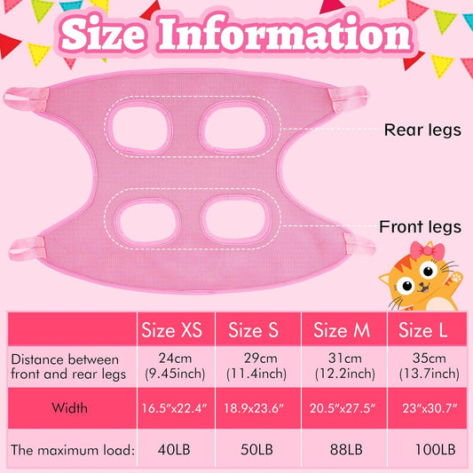 14 in 1 Pet Grooming Hammock for Dogs Cats, Dog Grooming Sling, Cat Nail Trimming Kit, Restraint Bag with Clipper File for Nail Trimming Ear Cleaning Bathing Small Pets(Pink)