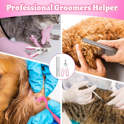 14 in 1 Pet Grooming Hammock for Dogs Cats, Dog Grooming Sling, Cat Nail Trimming Kit, Restraint Bag with Clipper File for Nail Trimming Ear Cleaning Bathing Small Pets(Pink)