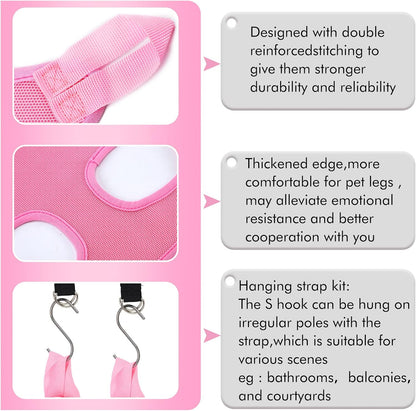 14 in 1 Pet Grooming Hammock for Dogs Cats, Dog Grooming Sling, Cat Nail Trimming Kit, Restraint Bag with Clipper File for Nail Trimming Ear Cleaning Bathing Small Pets(Pink)