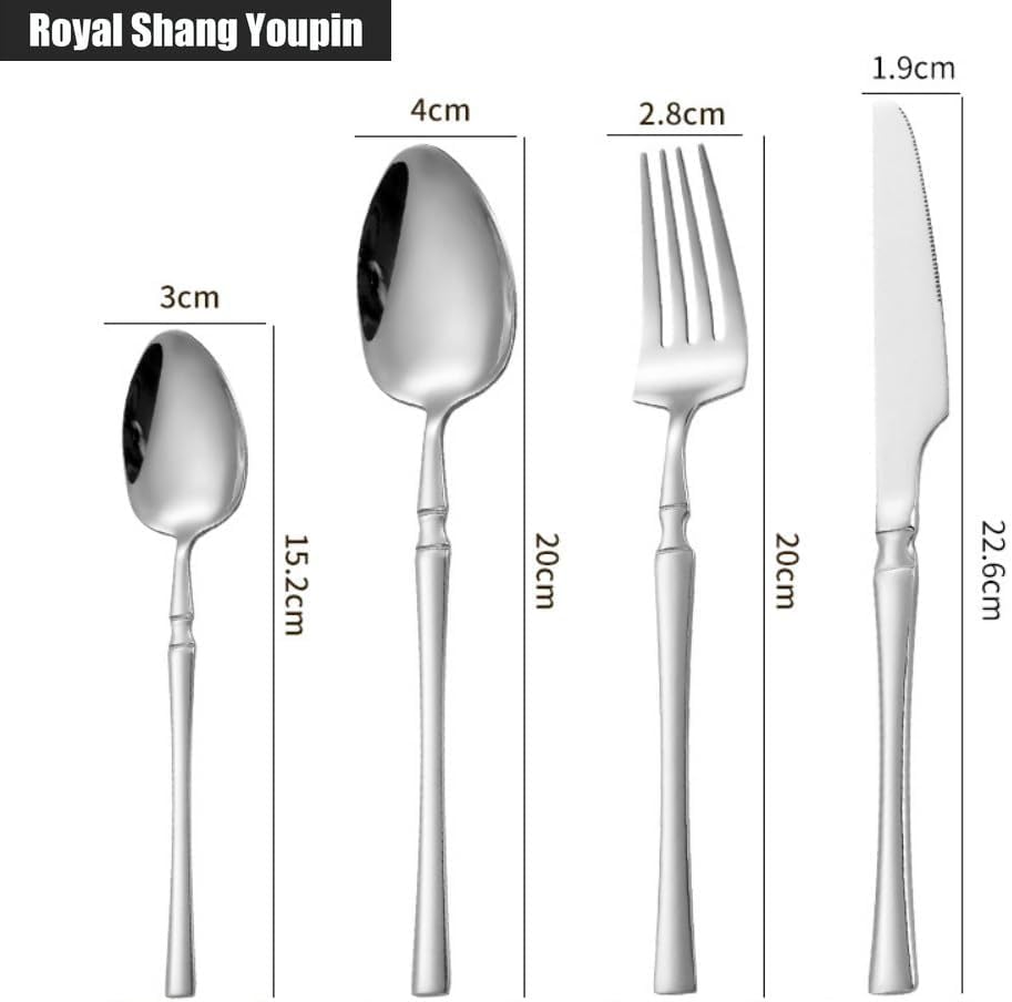 Small Waist Handle Kitchen Stainless Steel Silverware Tableware Flatware Cutlery Knives Forks Spoons Set Home Steak Knife Dessert Spoon (Pink Silver,4 pieces)