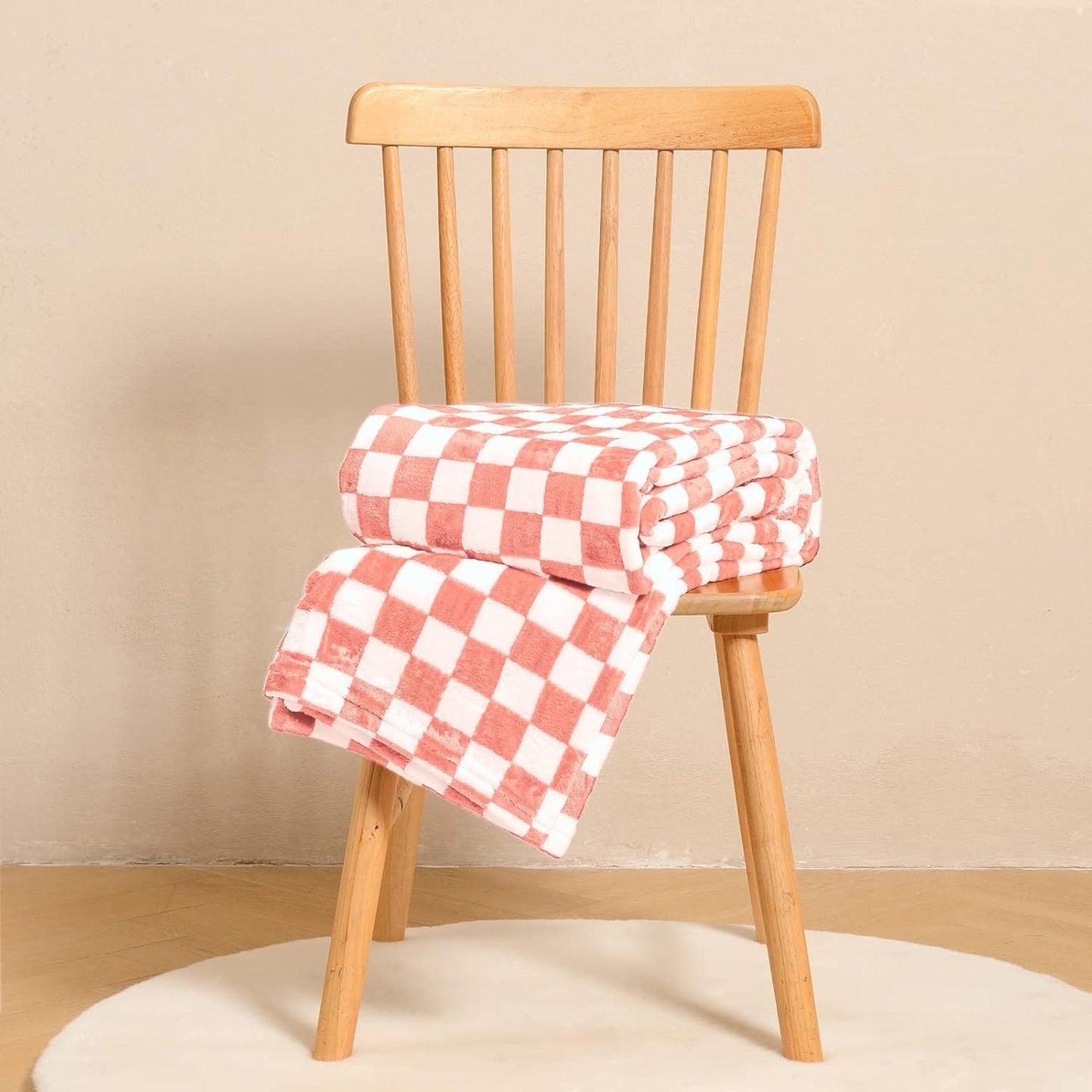 Checkered Flannel Fleece Throw Blanket Soft Cozy Checkerboard Grid Print Chessboard Gingham Pattern Blankets for Bed Couch Sofa, 50"x60", Pink