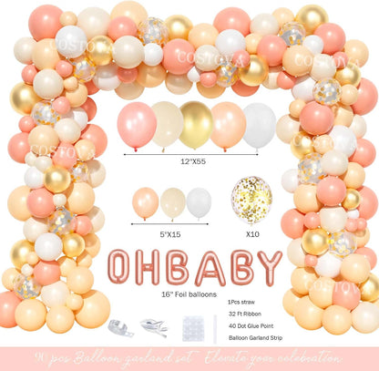 Peach Baby Shower Decorations, A Sweet Little Peach Is on The Way Party Supplies, Peach Themed Backdrop Balloon Tablecloth Tableware with Plates Napkins Forks for Sweet as a Peach Girls
