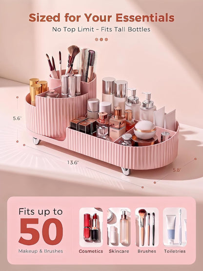 Rotating Makeup Organizer for Vanity Countertop, Pink