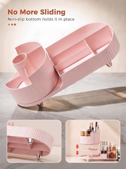 Rotating Makeup Organizer for Vanity Countertop, Pink