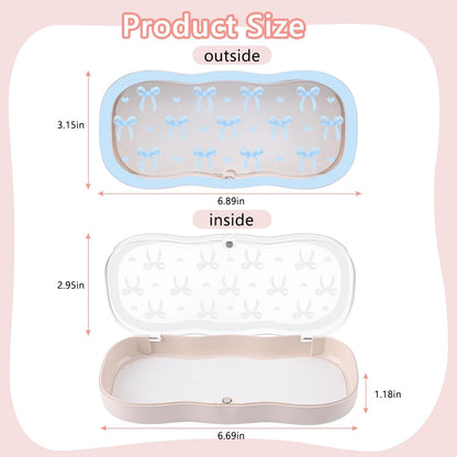 Glasses Case Hard Shell, Cute Bow Eyeglass Case, Clear Glasses Case for Women Girls Sunglasses Reading Glasses