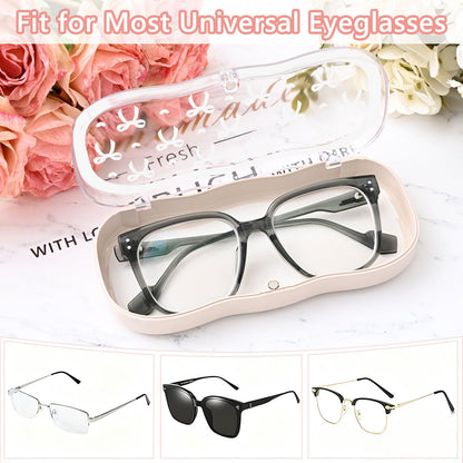 Glasses Case Hard Shell, Cute Bow Eyeglass Case, Clear Glasses Case for Women Girls Sunglasses Reading Glasses