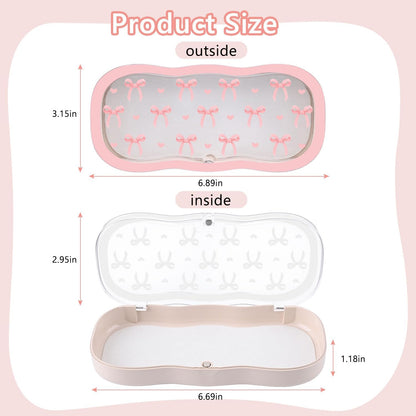 Glasses Case Hard Shell, Cute Bow Eyeglass Case, Clear Glasses Case for Women Girls Sunglasses Reading Glasses