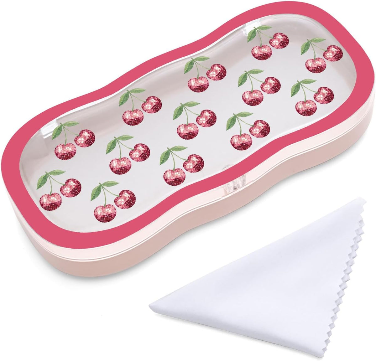 Glasses Case Hard Shell, Cute Bow Eyeglass Case, Clear Glasses Case for Women Girls Sunglasses Reading Glasses