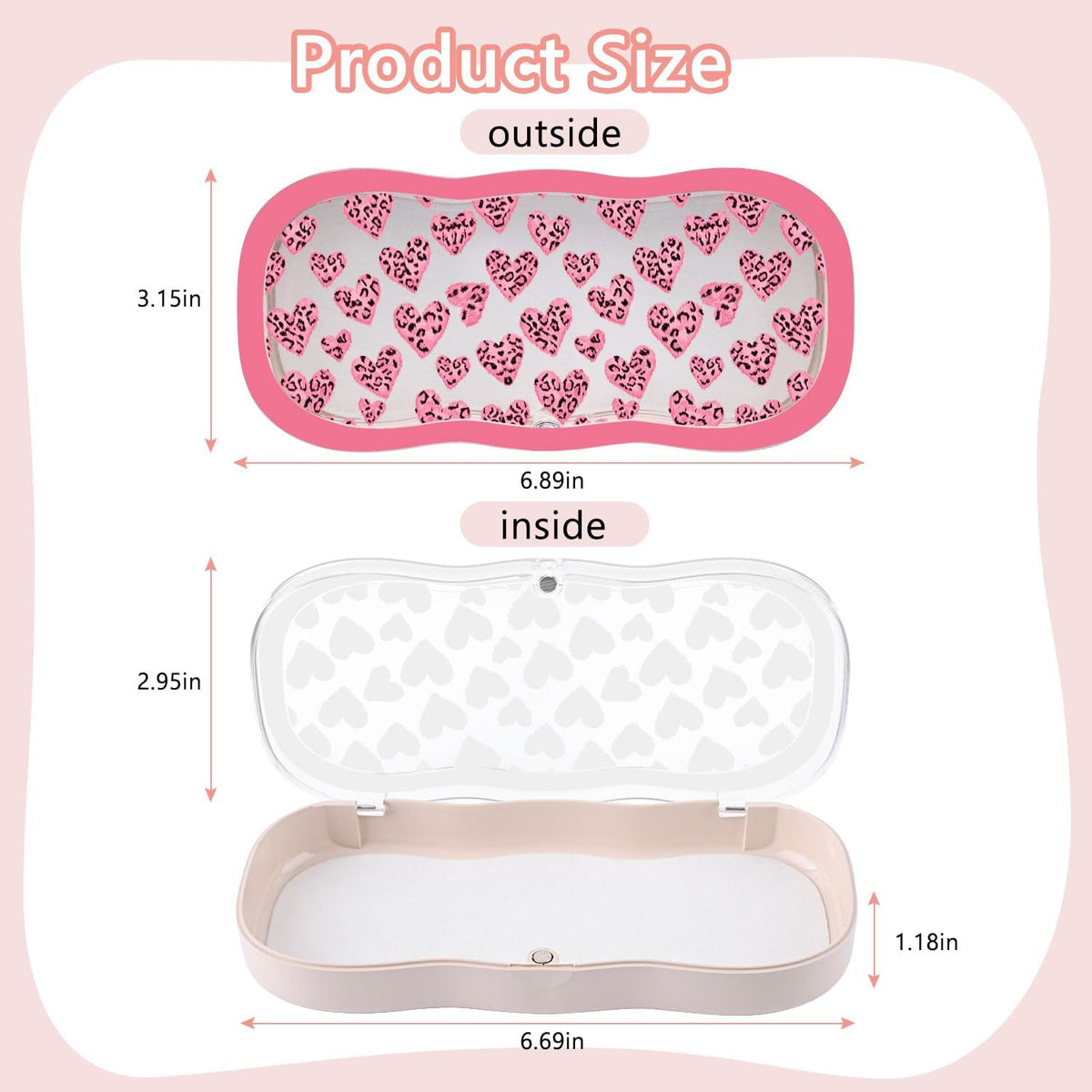 Glasses Case Hard Shell, Cute Bow Eyeglass Case, Clear Glasses Case for Women Girls Sunglasses Reading Glasses