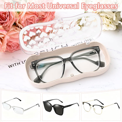 Glasses Case Hard Shell, Cute Bow Eyeglass Case, Clear Glasses Case for Women Girls Sunglasses Reading Glasses