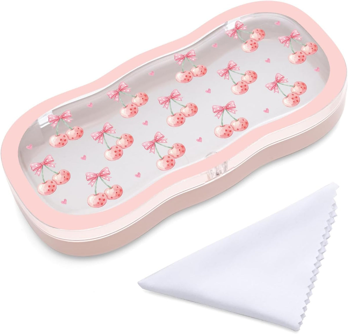 Glasses Case Hard Shell, Cute Bow Eyeglass Case, Clear Glasses Case for Women Girls Sunglasses Reading Glasses