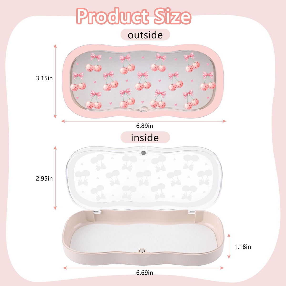 Glasses Case Hard Shell, Cute Bow Eyeglass Case, Clear Glasses Case for Women Girls Sunglasses Reading Glasses