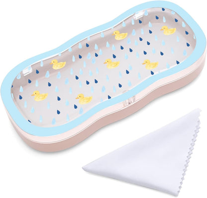 Glasses Case Hard Shell, Cute Bow Eyeglass Case, Clear Glasses Case for Women Girls Sunglasses Reading Glasses