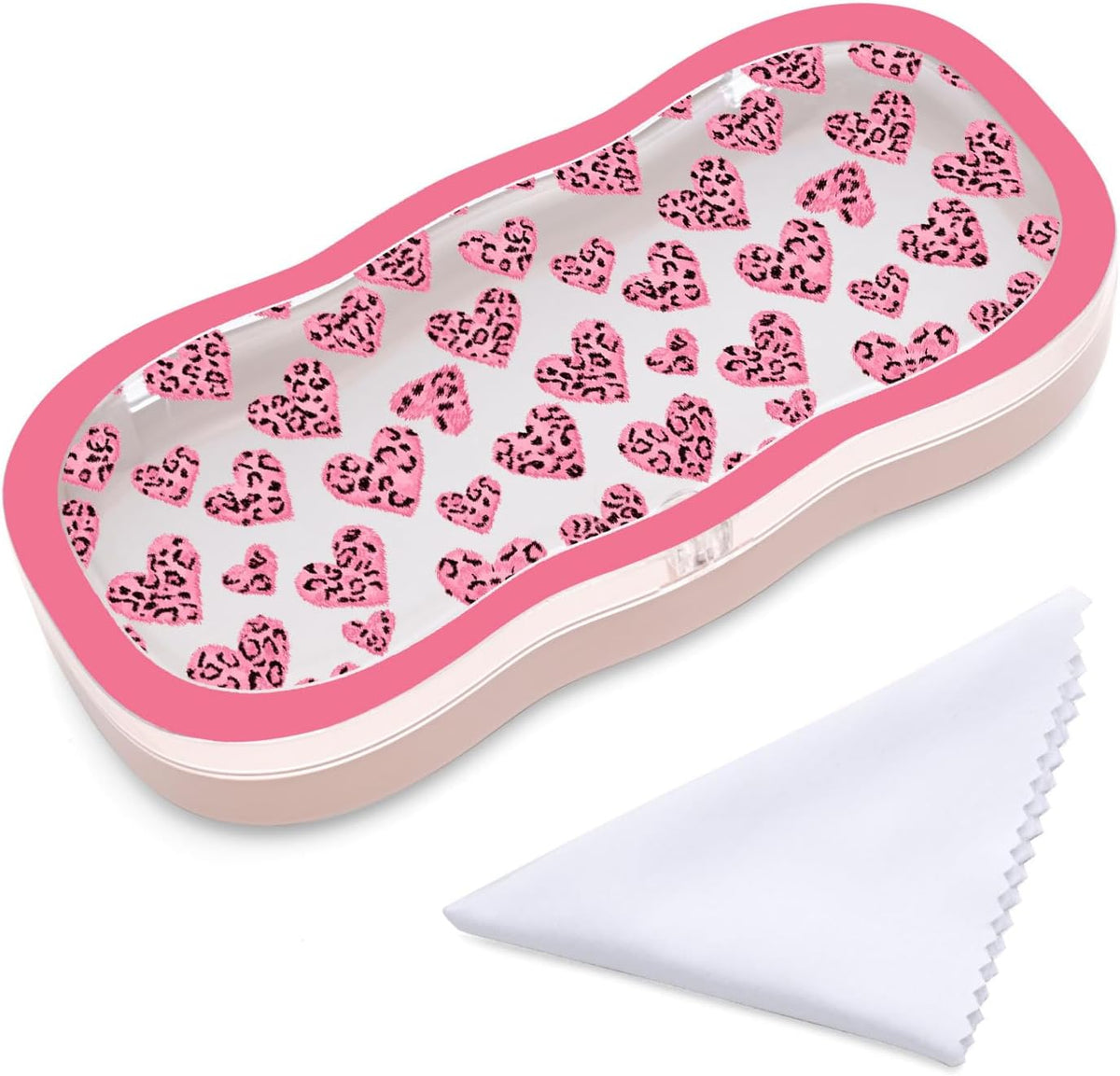 Glasses Case Hard Shell, Cute Bow Eyeglass Case, Clear Glasses Case for Women Girls Sunglasses Reading Glasses