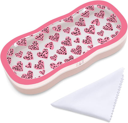 Glasses Case Hard Shell, Cute Bow Eyeglass Case, Clear Glasses Case for Women Girls Sunglasses Reading Glasses