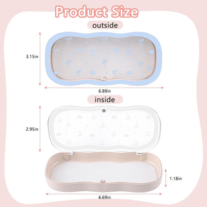 Glasses Case Hard Shell, Cute Bow Eyeglass Case, Clear Glasses Case for Women Girls Sunglasses Reading Glasses