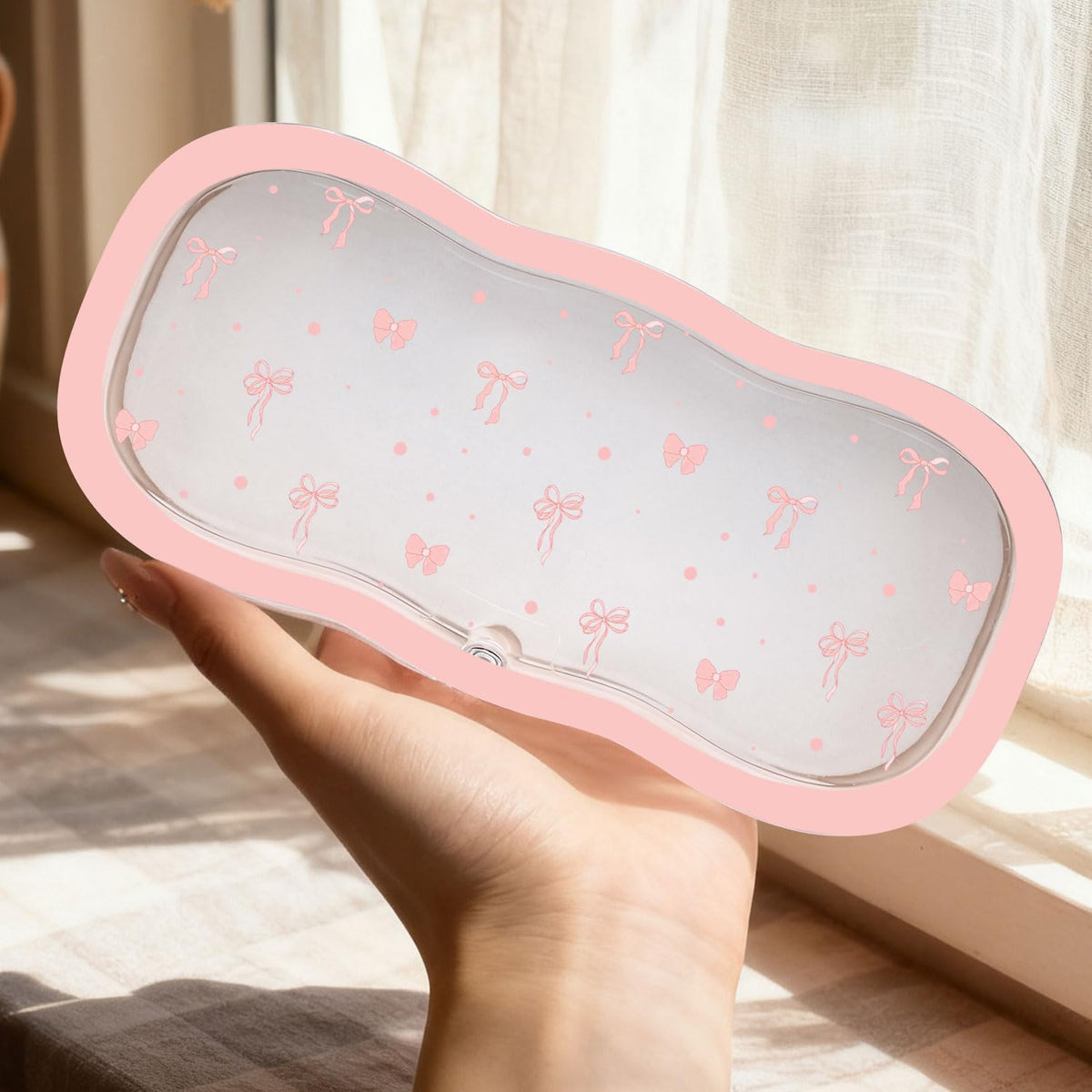 Glasses Case Hard Shell, Cute Bow Eyeglass Case, Clear Glasses Case for Women Girls Sunglasses Reading Glasses