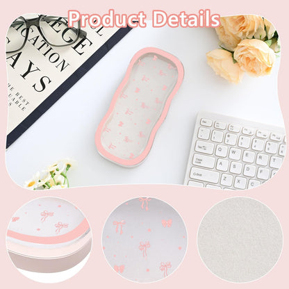 Glasses Case Hard Shell, Cute Bow Eyeglass Case, Clear Glasses Case for Women Girls Sunglasses Reading Glasses