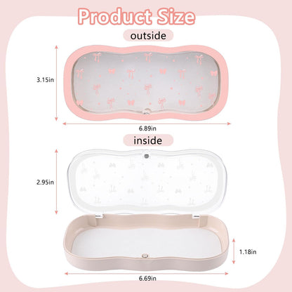 Glasses Case Hard Shell, Cute Bow Eyeglass Case, Clear Glasses Case for Women Girls Sunglasses Reading Glasses