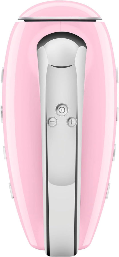 Pink 50's Retro Style Electric Hand Mixer with Set of Dough Hooks, Set of Beaters, and Set of Whisks