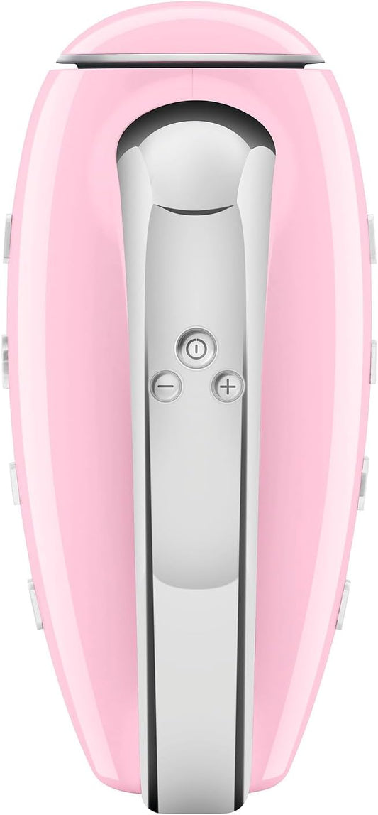 Pink 50's Retro Style Electric Hand Mixer with Set of Dough Hooks, Set of Beaters, and Set of Whisks