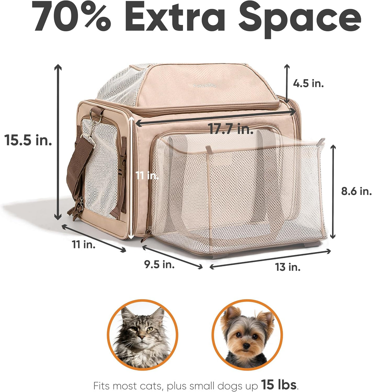 Expandable Cat Carrier Large, Soft Pet Carrier Airline Approved