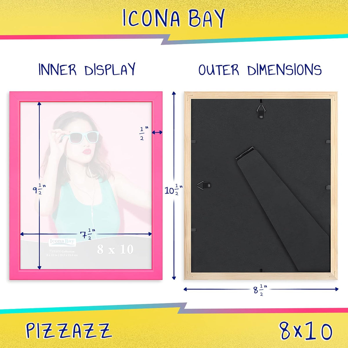 8x10 Pink Picture Frame - Solid Wood, Pizzazz Collection