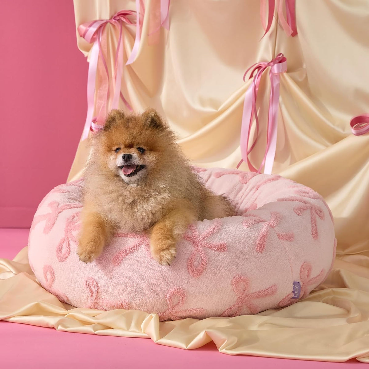 Shown on TV Jacquard Donut Cute Small Dog Beds,Pink Taffy 23x23x7in